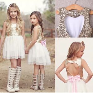 Girls sequin open back dress